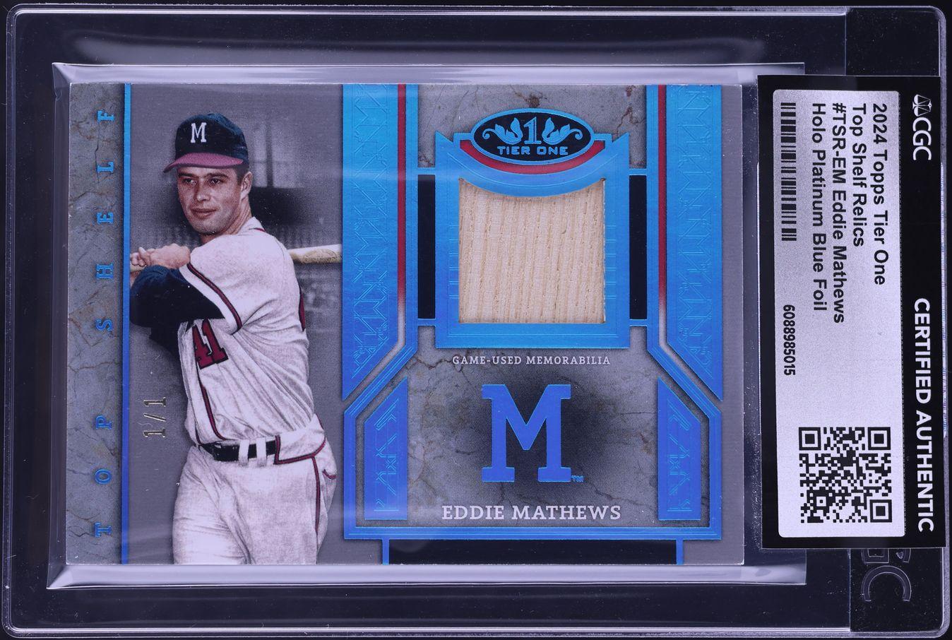 Top Shelf Holo Platinum Blue Foil Eddie Mathews
